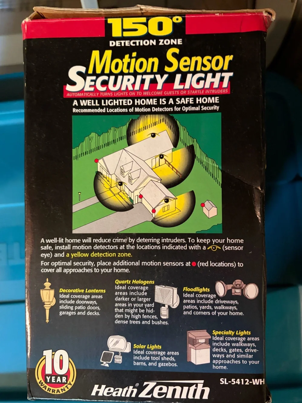 Heath Zenith SL-5412-WH Motion Sensor Security Light with a 150-degree detection